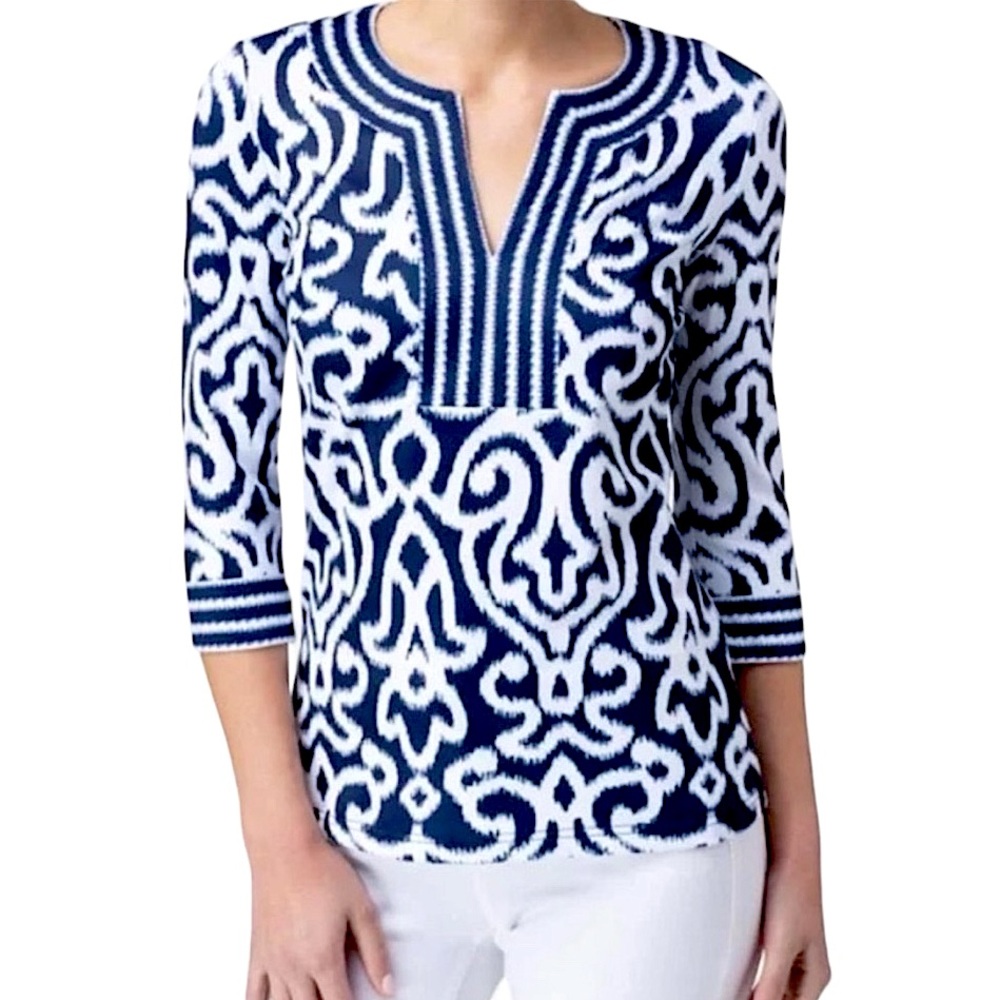 Gretchen Scott Jersey Arabesque Tunic in Navy size S NWT